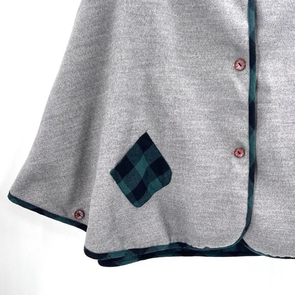 Lingchenyanyu Gray Wool Cat Ears Hooded Cape Coat Kawaii Womens Medium - Picture 3 of 9